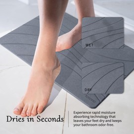 TOSORO - Stone Bath Mat, Diatomaceous Earth Non-Slip Stone Shower Mat - Quick Drying Absorbent Bath Stone Mat - Elegant & Modern Design, Easy to Clean (23.5 x 15 Graphite)