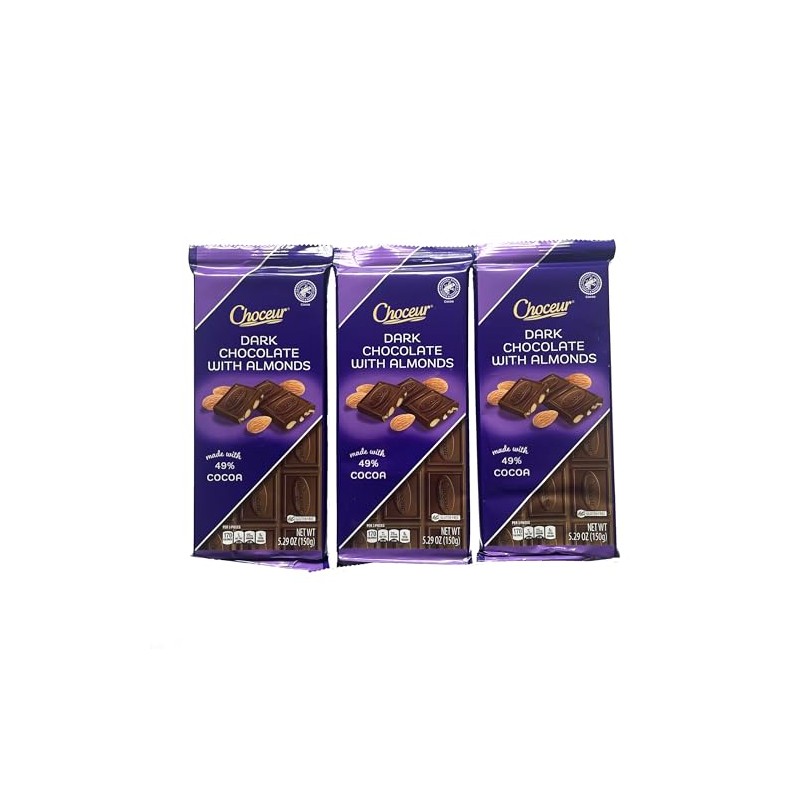 Choceur Dark Chocolate with Almonds Gourmet Chocolatier 5.29 oz made