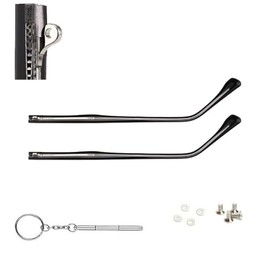 QYAJS 1 Pair Eyeglasses Replacement Temple Arms Black with Screws and 3-in-1 Screwdriver (Single Female Socket)