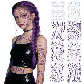 MUNSKT 8PCS Temporary Tattoos for Kids, Cosplay Accessories, Halloween Costumes Cosplay Accessories Fake Tattoos For Girls（Purple）
