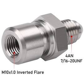 Podavelle 4AN Male to M10x1.0 Metric Inverted Flare Female Brake Line Adapter Fitting Stainless Steel 2PCS