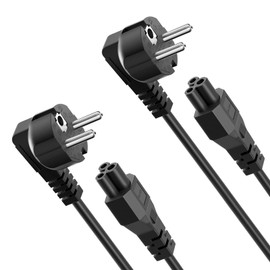 C5 Cable 1.8 m, CYD Pack of 2 C5 Euro 3-Pin Power Cable, 3-Pin AC Power Cable, 10A-16A 250V for Laptop Power Supplies, Scanners, Printers and LED TV Monitors