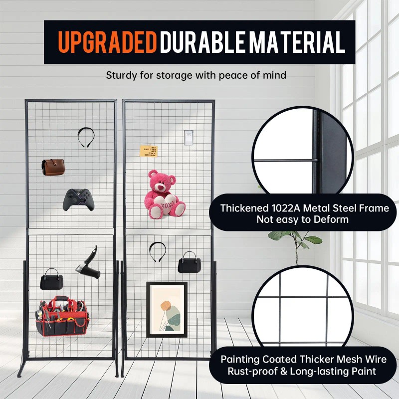 2 Pack 67x48 In Commercial Wire Grid Panel Display T