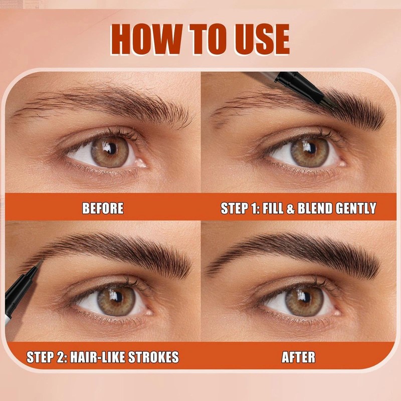 Eyebrow Stencil Kit, Microblading Eyebrow Pen with Angled Brush, 2-in-1