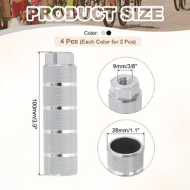 PATIKIL Bike Pegs Fit 3/8 Inch Axles, 4 Pack Aluminum Alloy Anti-Skid Lead Foot Bicycle Peg Back Seat Stands with Stripe for BMX Mountain Dirt Bike Cycling Rear Stunt Pegs, Silver/Black