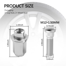 4PCS Wheel Studs and Lug Nuts,M12x1.5 Lug Nuts Set with Lugs Studs OEM#90942-02049,90942-01058 for Wheels,Car Accessories Wheels Lugs Nut Compatible with Toyota Lexus Scion