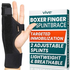Vive Boxer Finger Splint - Supports Pinky, Ring, Middle Metacarpals and Knuckles - Right or Left Adjustable Hand Brace - Straightening for Trigger Finger, Injury, Fracture, Broken, Tendonitis (9 inch)