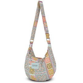 YOUR COZY Women's Sling Crossbody Bags Large Shoulder Shopping Hobo Bag Handbag Top Zip Bags Handmade Messenger Bag (Tribe_White)