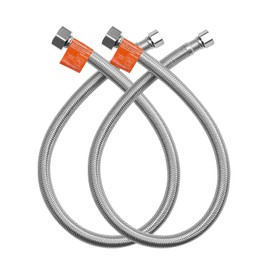 VEVOR Faucet Hose Connector, 24-Inch Length, 3/8 Inch Comp x 1/2 Inch FIP 2-Pack Braided Stainless Steel Faucet Supply Line, Faucet Hose Connects Kitchen Bathroom Sink to Water Supply, Certified Safe