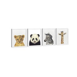 Wynwood Studio Animals Traditional Newborn Kingdom Canvas Wall Art BABY ANIMAL SET Living Room Bedroom and Bathroom Home Decor 13 in x 19 in White and Black