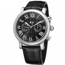 Forsining Automatic Mechanical Men's Watch Multi Function Male Wristwatch (Silver)