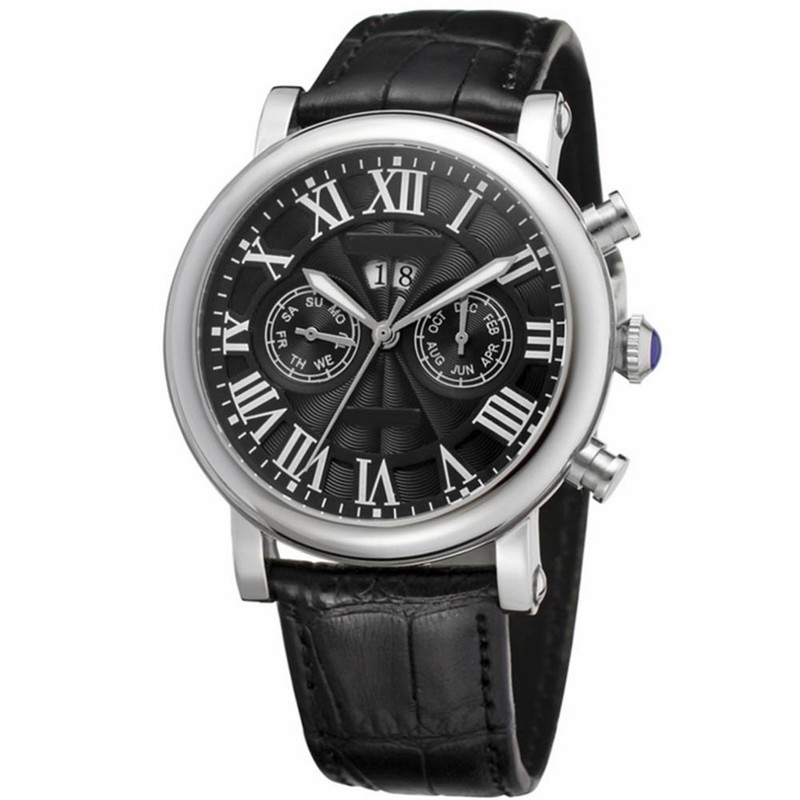Forsining Automatic Mechanical Men's Watch Multi Function Male Wristwatch (Silver)