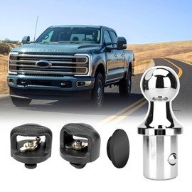 30137 Puck System Gooseneck Hitch Ball Kit - 30000lbs GTW/7500 lbs VTW, 2-5/16 Inch Gooseneck Ball & 2 Safety Chain Anchors Compatible with Ford F-250/F-350/ F-450