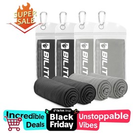 Ice towel, soft and breathable cold towel, microfibre towel, prevent body sweat, fitness. Suitable for yoga, sports, fast drying, men's and women's - Color: Black (Pack of 2) + Light Grey (Pack of 2)