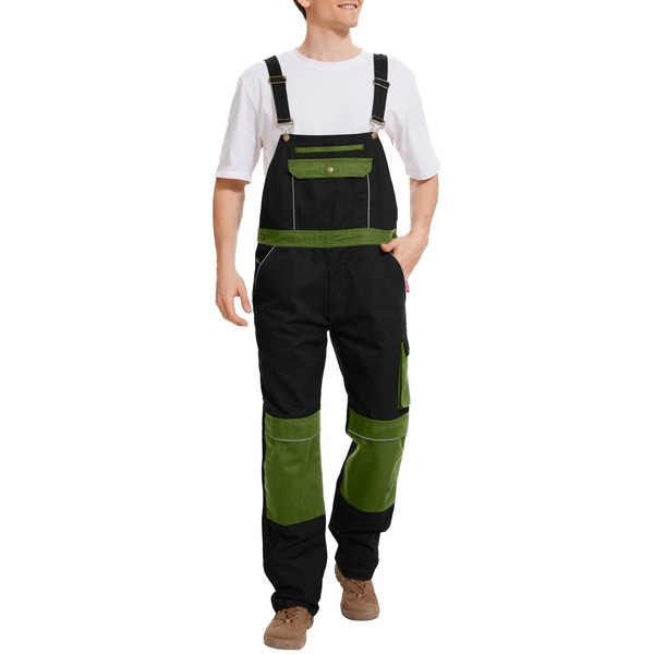 WORK IDEA Men's Bib Overalls Cotton Work Overall with Knee