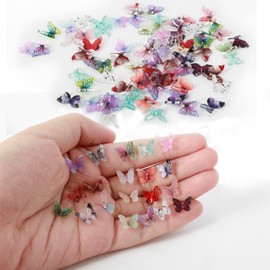 100 Mini Resin Butterflies, Colorful Miniature Butterflies Suitable for Nail Art, Glass Containers and Miniature Landscape Decoration