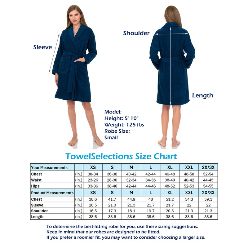 TowelSelections Women’s Robe, 100% Cotton Short Terry Shawl Bathrobe X-Large