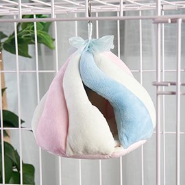 Small Animal Hammock Cage Accessories Hamster Warm Bed Sleeping Nest Plush Hut Hideout Cave Hanging Cage Toy for Gerbil Dwarf Mice Rat Sugar Glider (Small)