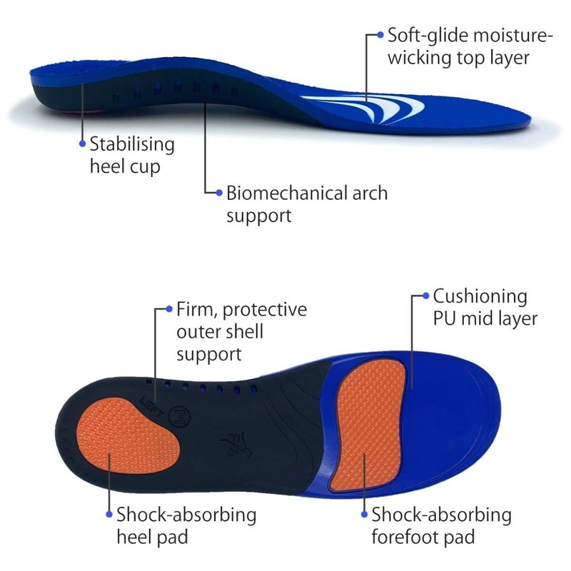 FootActive Sports Insoles Blue L - 9/10.5 UK