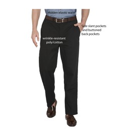 Turtle Bay New York Men's Stretch Waist Chinos - Smooth Waistband Hides Comfy Elastic Black/M