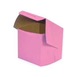 Pack Of 200, 4 X 4 X 4" Solid Pink Bakery Boxes 1-Piece Lock Corner Box For Cakes, Pies, Cupcakes Made In USA