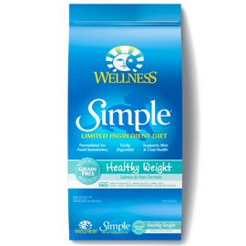 Wellness Simple Natural Grain Free Limited Ingredient Dry Dog Food, Healthy Weight Salmon and Peas Recipe, 24-Pound Bag