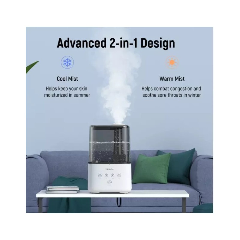 FABULETTA Quite Air Humidifier Diffuser for Bedroom Large Room Cool/Warm