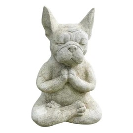 LSDZHK Meditating Bulldog Statue, French Bulldog Sitting Sculpture, Dog Statue Resin Zen Animal Yoga Figure, Bull Dog Ornament Figures, Dog Decoration Figures, Pet Dog Decoration