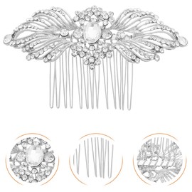 FRCOLOR Bridal Hair Comb with Rhinestones and Simulated Pearls Elegant Wedding Hair Accessory Lightweight Comb Clip for Bride Special Occasions