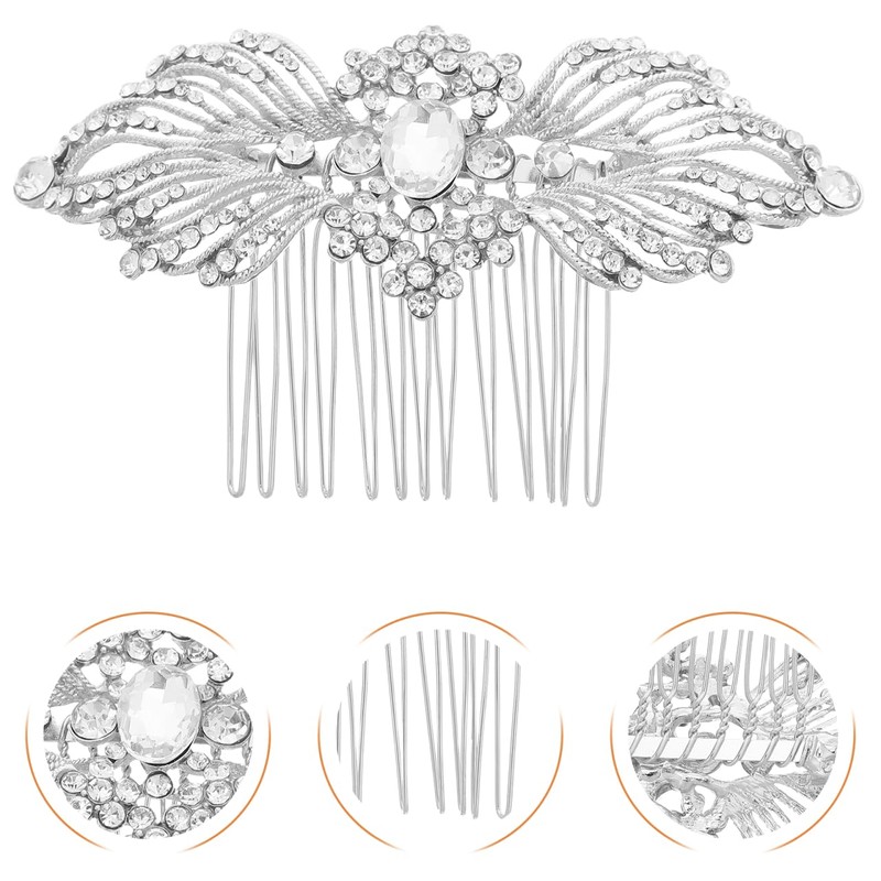 FRCOLOR Bridal Hair Comb with Rhinestones and Simulated Pearls Elegant
