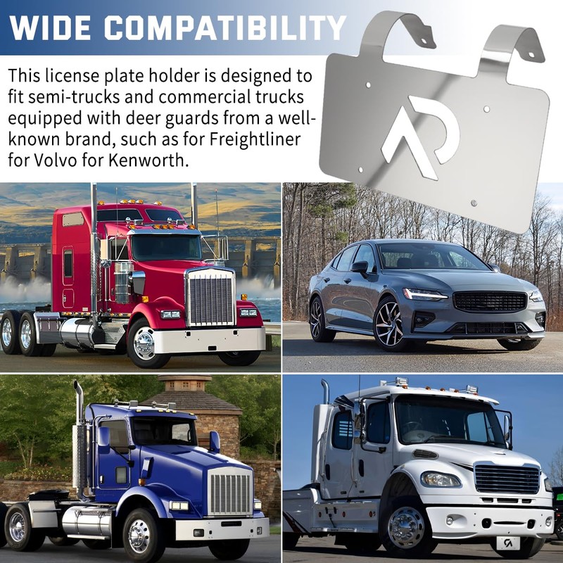 Semi Truck Commercial Truck Deer Guard Stainless License Plate Holder