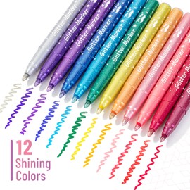Mr. Pen- Glitter Markers, 12 pcs, Assorted Color, Medium Tip Glitter Markers for Kids and Adults