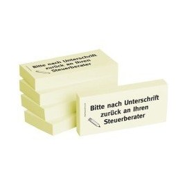 BIZSTIX® Business Sticky Notes "Bitte nach Signatt zurück an Ihren Steuerberater" (Pack of 5)
