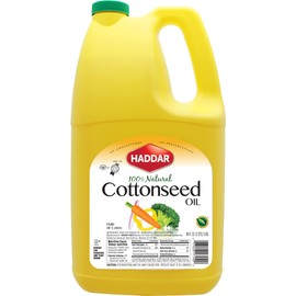 Haddar Pure Cottonseed Oil 96oz | Easy Pour Bottle with Handle, No Cholesterol or Preservatives, Perfect for Frying