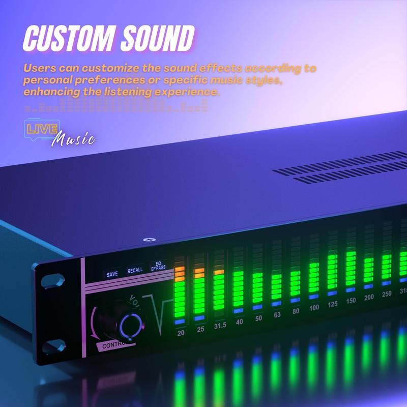 Digital Equalizer, 31-Band Dual Channel Synchronized Control Audio Equalizer, DSP