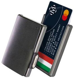 OPPAHA Primo Flower Mini Leather Wallet - Slim, Lightweight and Portable Wallet for Credit Cards, Banknotes and Documents - Elegance and Functionality in Black for Men and Women, Black, black,