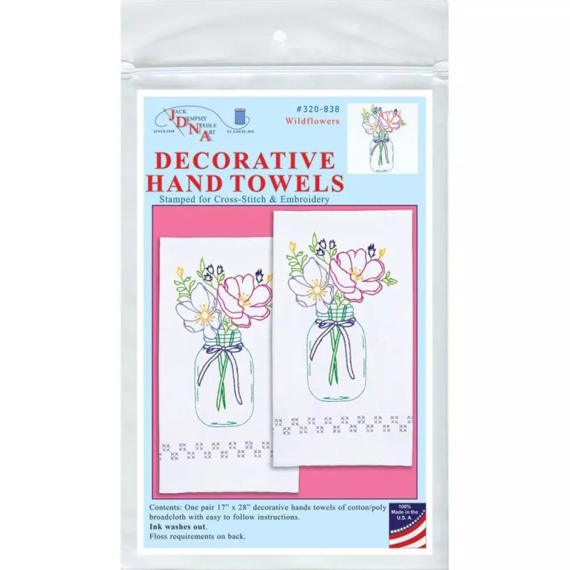 Jack Dempsey Needle Art DIY Dempsey Wildflowers Stamped Embroidery Guest