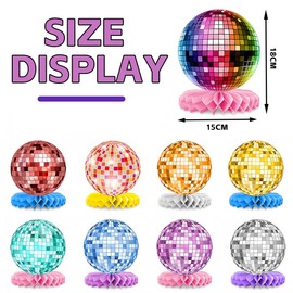 Disco Ball Honeycomb Decoration, 9 Pieces Disco Decoration Table Toppers Disco Table Decorations Birthday Bee Decoration, 70s 80s 90s Honeycomb Accessories for Birthday Hip Hop Disco Party