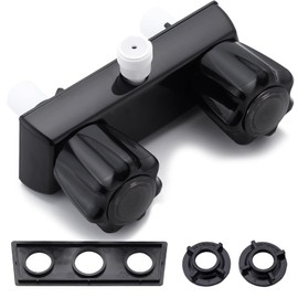 Upgraded RV Shower Faucet 4 Inch Replacement for Rv Camper Shower Faucet Ideal for Trailers Motorhomes and Travel Trailers,RV Valve Diverter Replacement with 2 Knob Handles (Black)