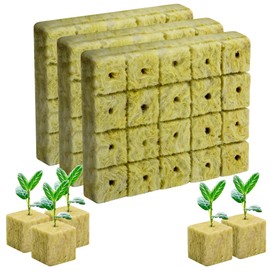 60Pcs Rockwool Grow Cubes - 1inch Stonewool Starter Plugs for Rapid Plant Growth - Starter Cubes Plugs with Holes for Hydroponic, Seeds Germination and Soilless Growing