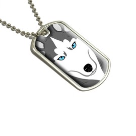 Graphics and More Siberian Husky Dog Pet Full Face Military Dog Tag Keychain
