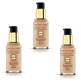 Face Finity All Day Flawless Foundation 3 in 1-80 Bronze Pack of 3 x 30 ml