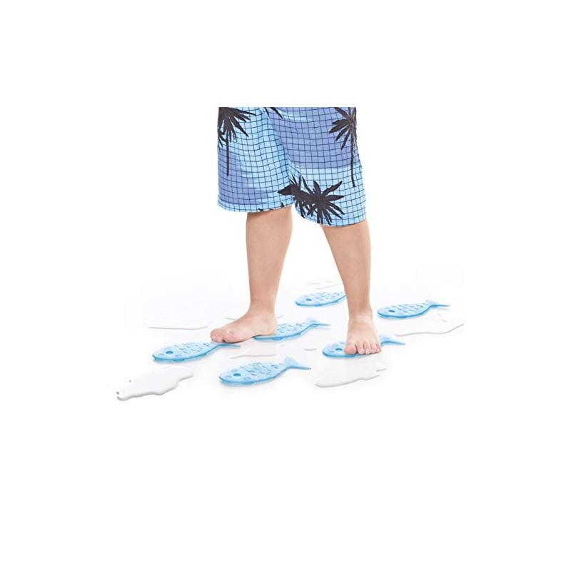TATAY Fisch Aufkleber Anti-Rutsch Badewanne, aubergine, PVC, blau, 7.5 x