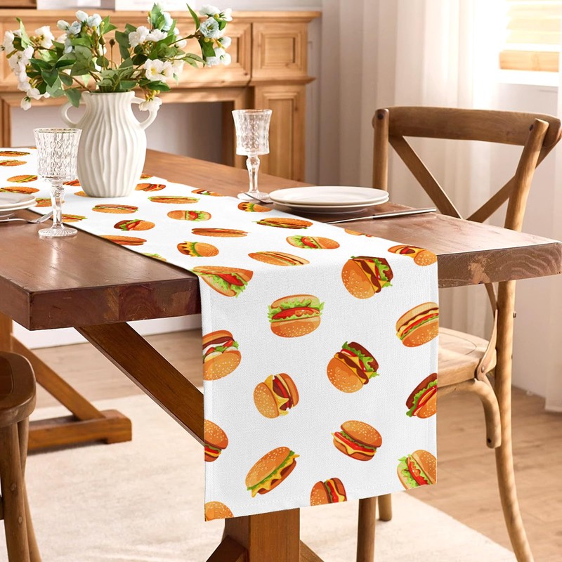 Hamburger Table Runner Burgers Themed Birthday Party Decoration Fast Food