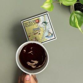 Berlin, Maryland, Nautical Chart (Absorbent Ceramic Coaster, Single, Cork Back, Kitchen Table Decor)