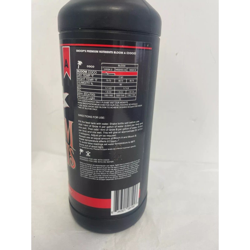 Snoops Premium Nutrients New 1 Liter Snoops BLOOM A Premium