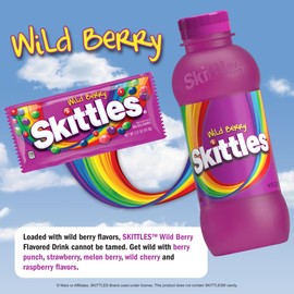 SKITTLES™ Flavored Drink - Wild Berry Flavor | Non-Carbonated Drinks with Fruity Flavors | 12-14 Fl oz. Bottles, Pack of 12