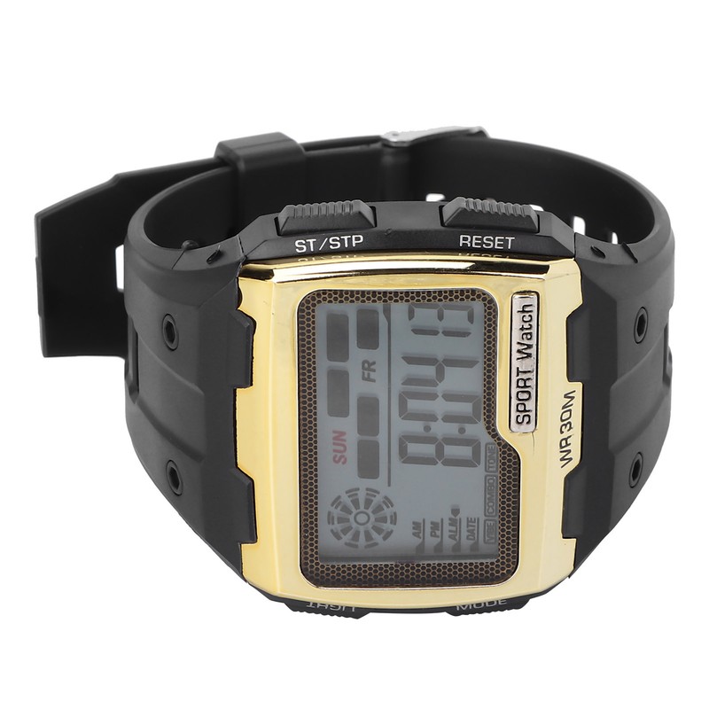 Digital Sports Watch Large Dial Night Light Waterproof Dual Time