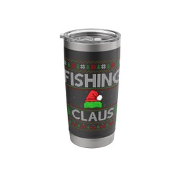 Ugly Xmas Sweater Santa Hat Fishing Claus Christmas Stainless Steel Insulated Tumbler