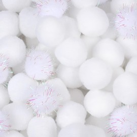 Phinus Phinus 200 PCS Pom Poms, 1 Inch Pompoms for Crafts, Soft and Fluffy Craft Pom Poms, Pom Pom Balls, for Arts and Craft Making Decorations (White)